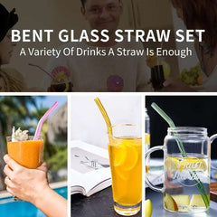 6pcs Reusable Glass Drinking Straws with Cleaning Brush - Perfect for Smoothies, Milkshakes, Tea, Juice & Cocktails