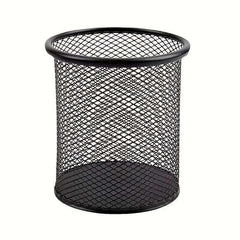 Durable Black Metal Mesh Pen Holder - Square Desk Organizer for Office Supplies and Stationery