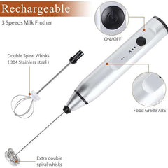 Electric Coffee Mixer – Rechargeable USB Handheld Beater with 3-Speed Adjustable Settings | Perfect for Coffee, Eggs & Blending - IDEALSTORES