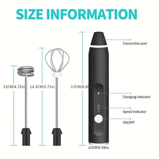 Electric Coffee Mixer – Rechargeable USB Handheld Beater with 3-Speed Adjustable Settings | Perfect for Coffee, Eggs & Blending - IDEALSTORES