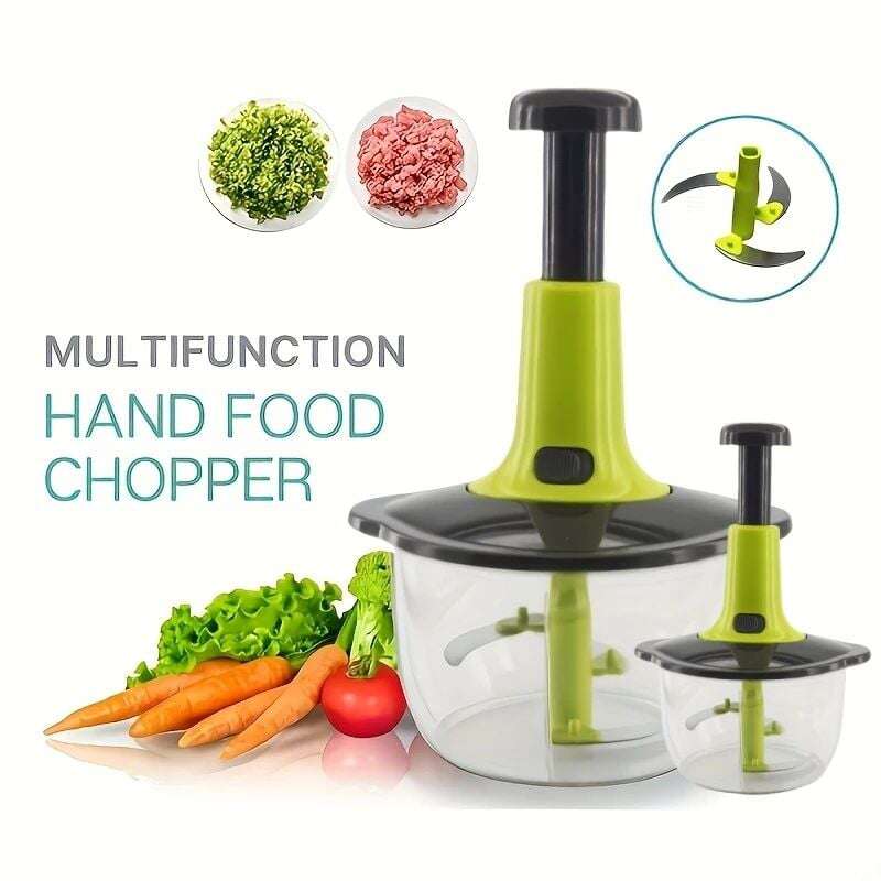 Manual Hand Push Chopper/Multifunctional Hand Pat Chopper and Mixer/Press Cutter Vegetable Meat Grinder 2L IDEALSTORES 