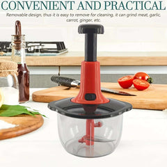 Manual Hand Push Chopper/Multifunctional Hand Pat Chopper and Mixer/Press Cutter Vegetable Meat Grinder 2L IDEALSTORES 