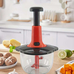 Manual Hand Push Chopper/Multifunctional Hand Pat Chopper and Mixer/Press Cutter Vegetable Meat Grinder 2L IDEALSTORES 