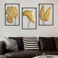 Nordic Leaf Shape Wall Decoration Iron Ginkgo Leaf Wall Hanging Ornaments Living Room Bedroom Home Decor Wall Mural Large Gift IDEALSTORES 