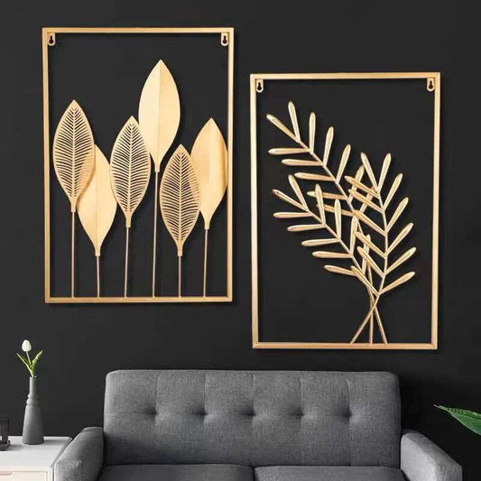 Nordic Leaf Shape Wall Decoration Iron Ginkgo Leaf Wall Hanging Ornaments Living Room Bedroom Home Decor Wall Mural Large Gift IDEALSTORES 