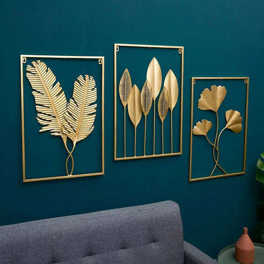 Nordic Leaf Shape Wall Decoration Iron Ginkgo Leaf Wall Hanging Ornaments Living Room Bedroom Home Decor Wall Mural Large Gift IDEALSTORES 