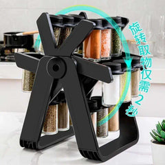 Rotating Spice Rack with 18 Glass Spice Jars IDEALSTORES 