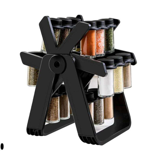 Rotating Spice Rack with 18 Glass Spice Jars IDEALSTORES 