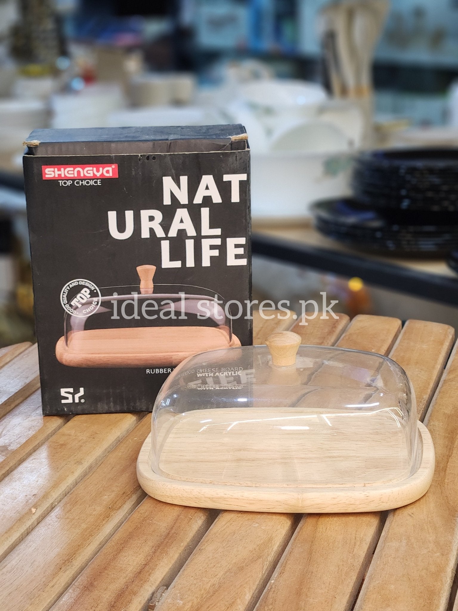 Wooden Cheese Board with Acrylic Dome Cover | Serving & Dry Fruit Tray - My Store 2